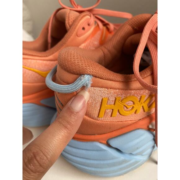 HOKA ONE ONE Gaviota 4 WIDE Women’s 8D Coral Peach Blue Running Shoes - Picture 11 of 11